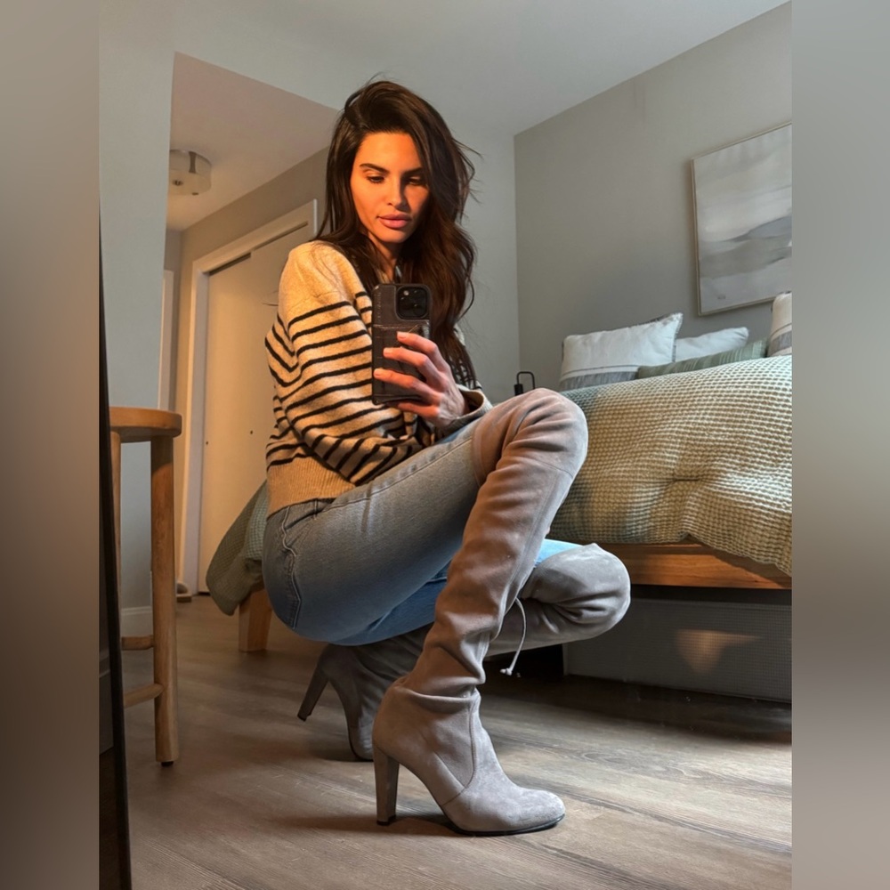 Stuart Weitzman Highland Boot in Topo Suede